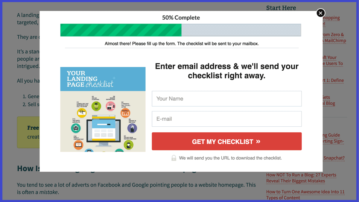 content upgrade email marketing landing page