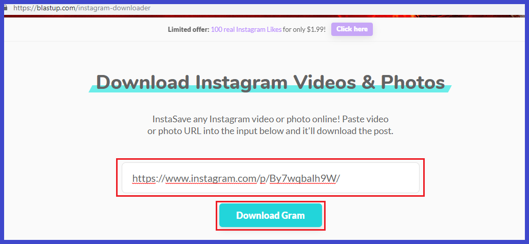 paste link dan download gram