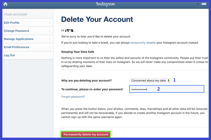 cara menghapus dan disable akun Instagram